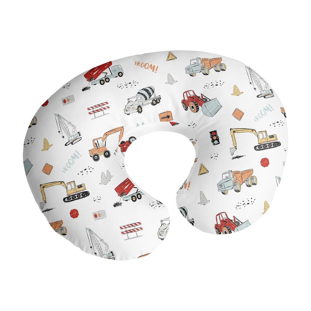 Sweet Jojo Designs Construction Truck Nursing Breastfeeding Pillow Cover Case Pillow Not Included Orange Red Blue Transportation