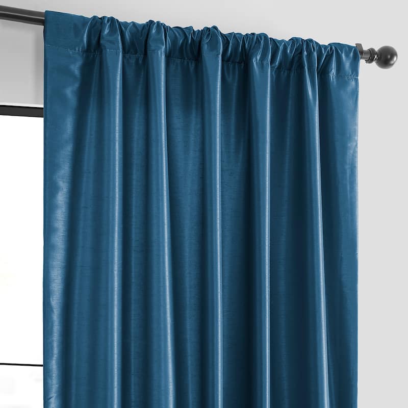 Exclusive Fabrics Vintage Textured Faux Dupioni Silk Room Darkening Curtains (1 Panel)