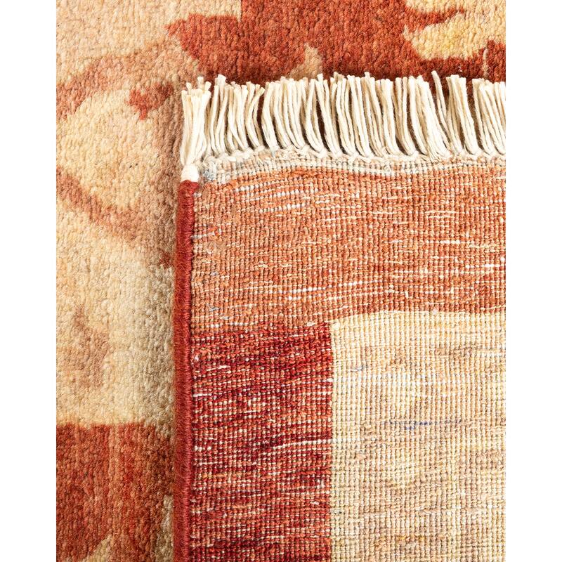 Overton Hand Knotted Wool Vintage Inspired Traditional Mogul Yellow Area Rug - 12' 6" x 15' 3"