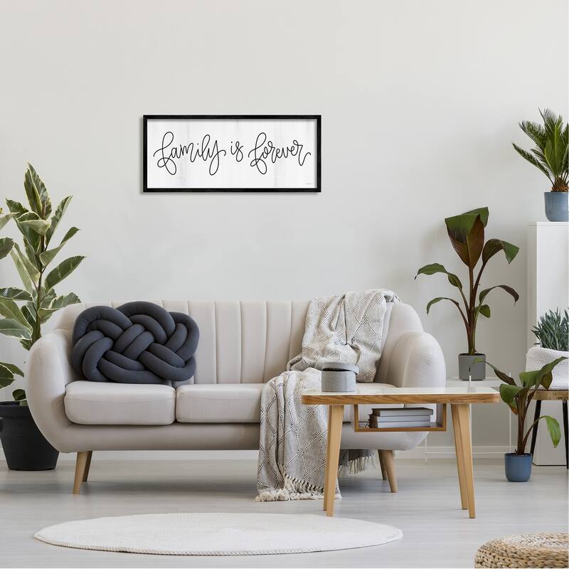 Stupell Family Is Forever Phrase Rustic Pattern Sign Framed Wall Art - White