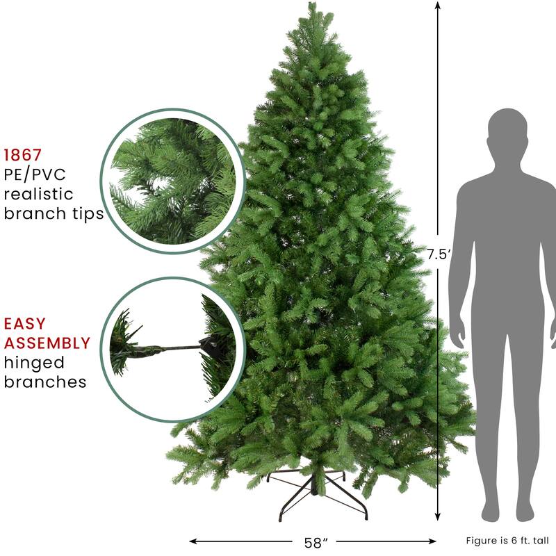 real touch™️ full noble fir artificial christmas tree unlit 7.5' - 7.5 Foot