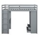 preview thumbnail 4 of 6, Twin Size Loft Bed with Large Storage Shelves, Wooden Bed with Writing Desk and Led Light, Kid's Bed with Drawers, Gray