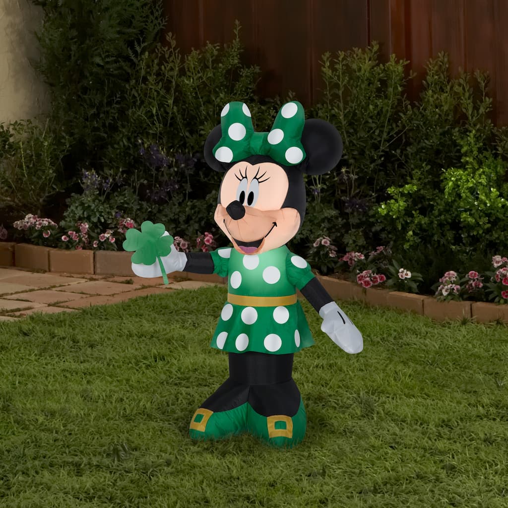 Gemmy Airblown Inflatable St. Patrick's Day Minnie Mouse, 3.5 ft Tall, green - 42.13x17.72x28.35