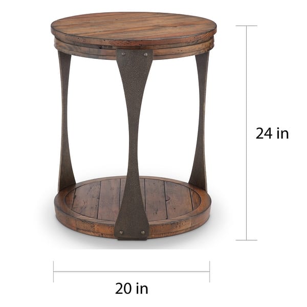 Montgomery Industrial Bourbon Reclaimed Wood Round Accent Table Overstock 16940036
