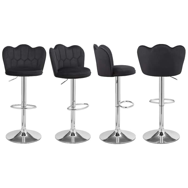 VECELO Set of 4 Barstools, Adjustable Bar Stools with Back, Velvet Armless Kitchen Stool