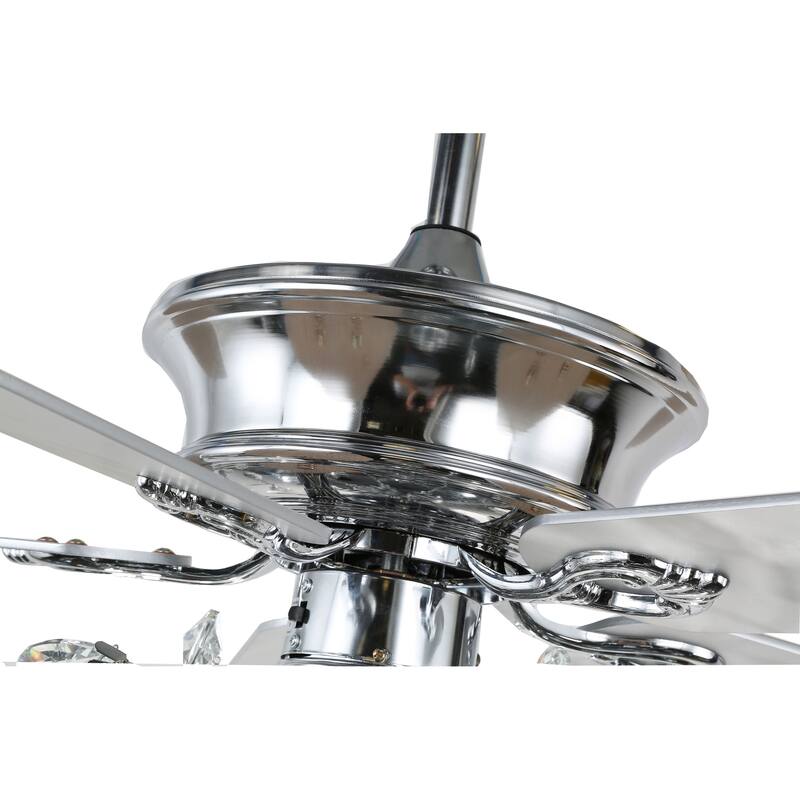 Oaks Aura 52in. Modern Royal Flora Glam Crystal Ceiling Fan 5 Reversible Blades Chandelier With Remote Control