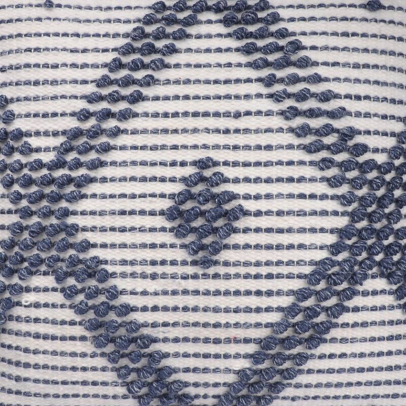 Handwoven Reversible Diamond Outdoor Throw Pillow Cover - 20" - Cream and Navy Blue