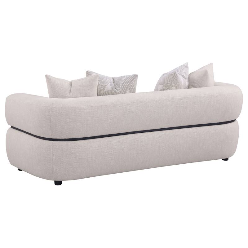 Jeanette 84-Inch Fabric Upholstered Round Arm Sofa Beige