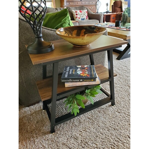 End Table, Side Table with 3-Tier Storage Shelf, - Overstock 