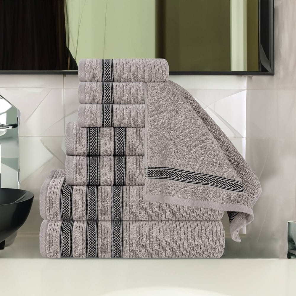 Superior Brea Zero Twist Cotton Ribbed Modern 8 Piece Bathroom Towel Set
