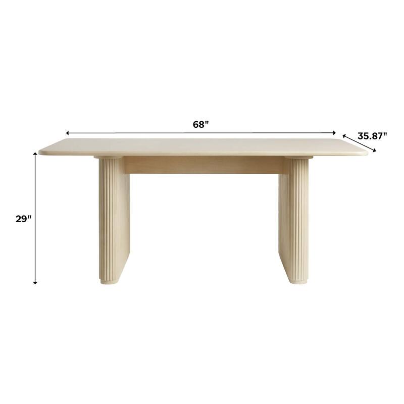 Middlebrook Designs 68" Modern Dining Table with Reeded Base
