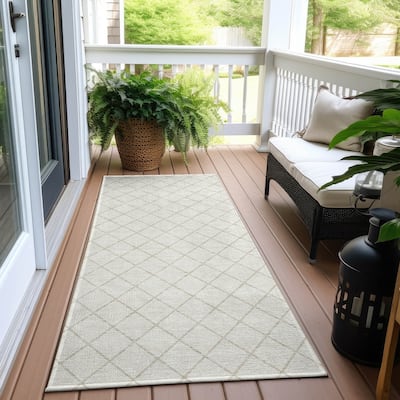 Machine Washable Indoor/ Outdoor Chantille Diamond Trellis Rug