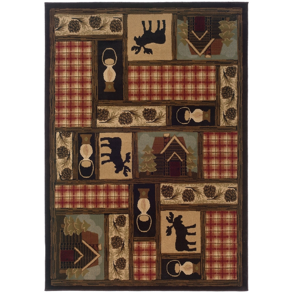 Style Haven Hearthstone Lodge Brown/ Red Area Rug