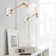 preview thumbnail 3 of 28, Hygge Swing Arm 1-Light Modern Midcentury Iron USB Charging Port LED Sconce, by JONATHAN Y
