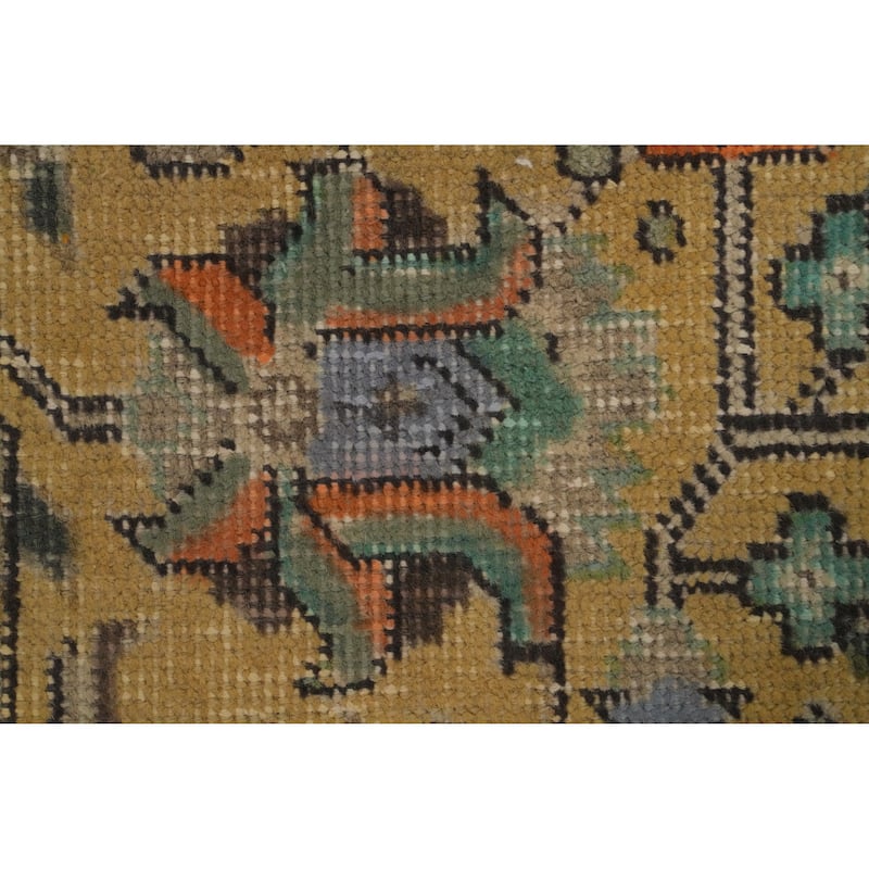 Hand Knotted Oriental 100% Wool Carpet Traditional Floral Yellow & Gold Tabriz Area Rug - 9' 4'' X 6' 5''