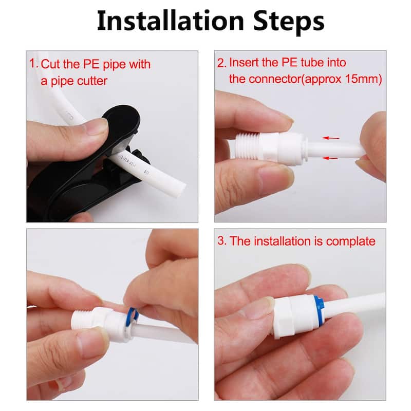 1/4" Male -1/4" Tube Quick Connect Purifier Tube RO Water Filter 5pcs - White,Blue - 0.67" x 1.18"(D*L)