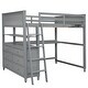 preview thumbnail 21 of 53, Full size Loft Bed with Drawers, Built-in Desk and Shelves, Espresso