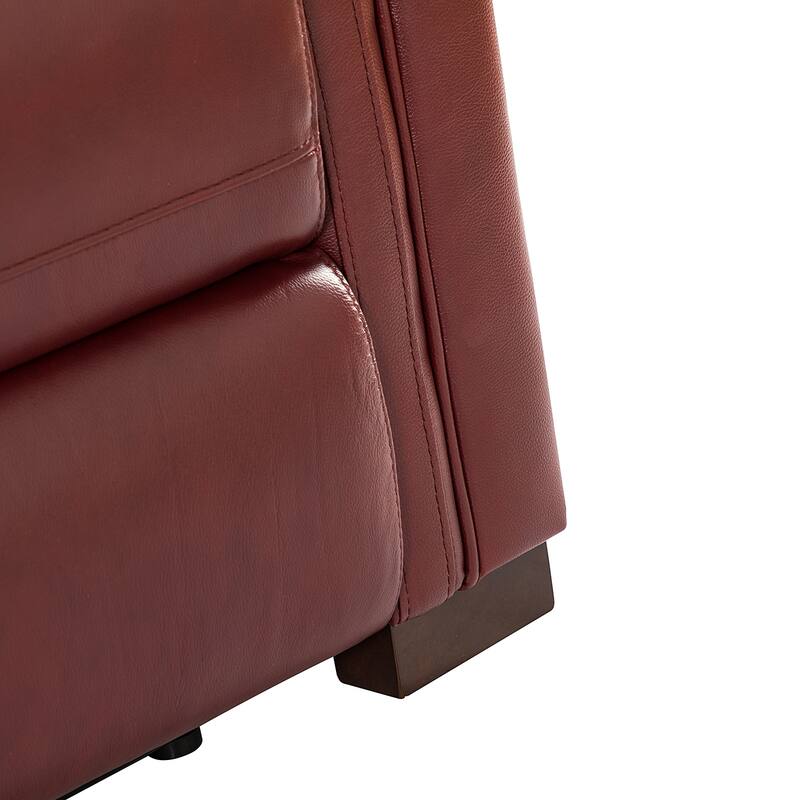 Alicia 34.65" Wide Contemporary Classic Genuine Leather Power Recliner With USB Port
