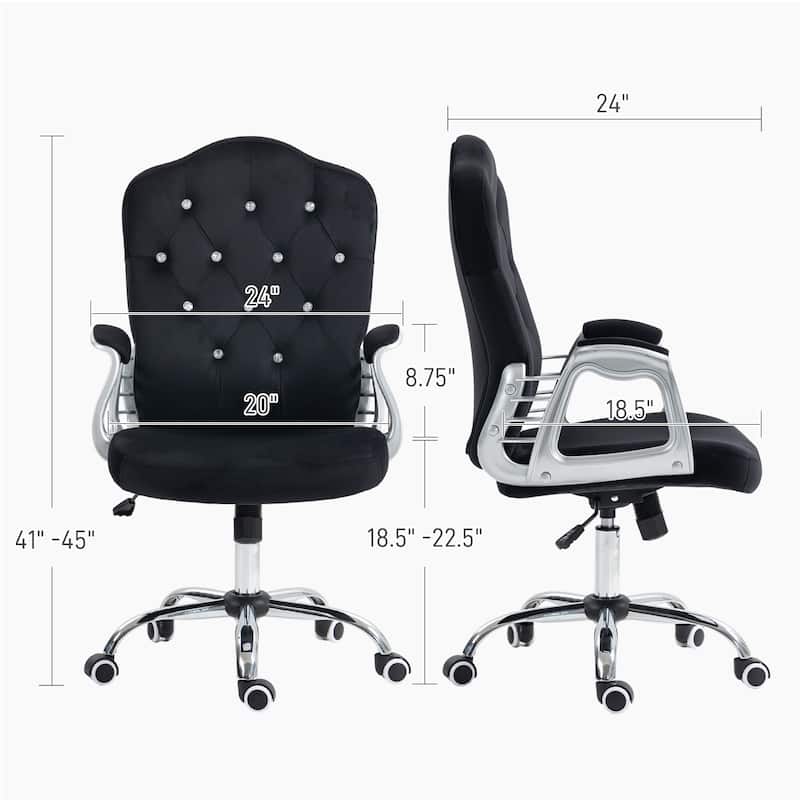 Vinsetto Home Office Chair, Computer Chair, Button Tufted Desk Chair with Swivel Wheels, Adjustable Height, and Tilt Function