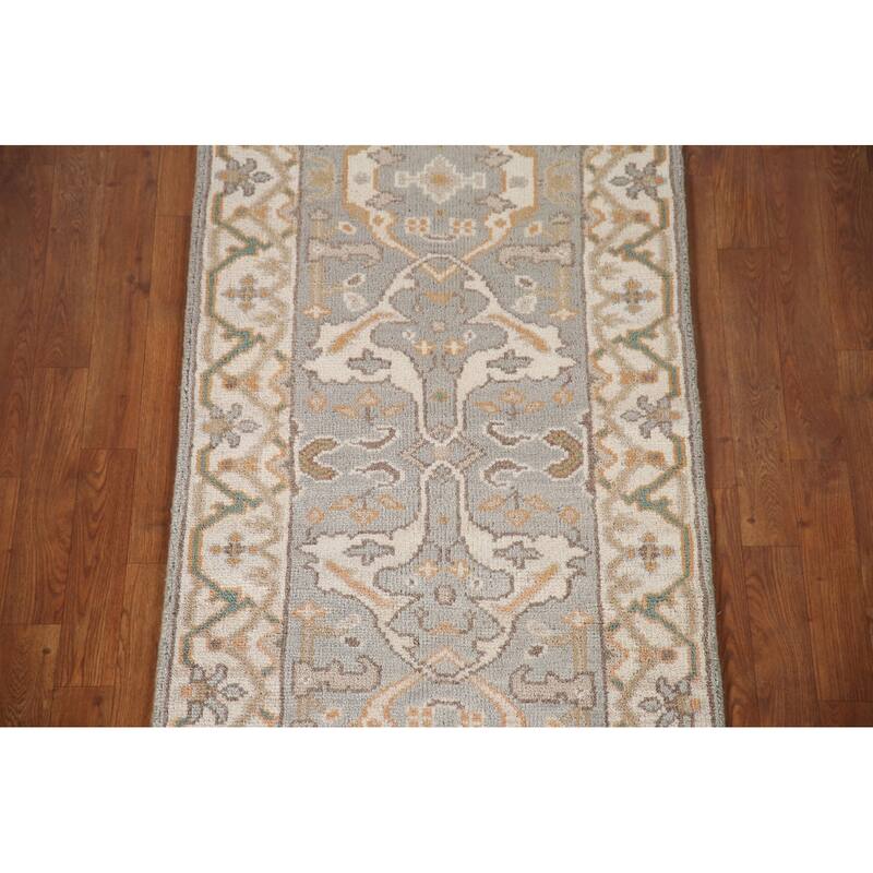 All-Over Oushak Oriental Runner Rug Hand-knotted Wool Carpet - 2'8"x 9'11"