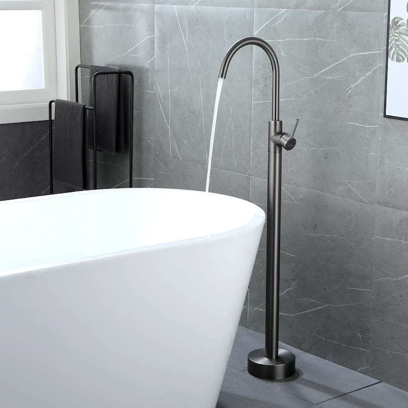 Freestanding Floor Mount 1-Handle Bath Tub Filler Faucet