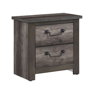 2-Drawers Storage Nightstand 1pc Wooden Furniture Traditional Design Bedside Cabinet