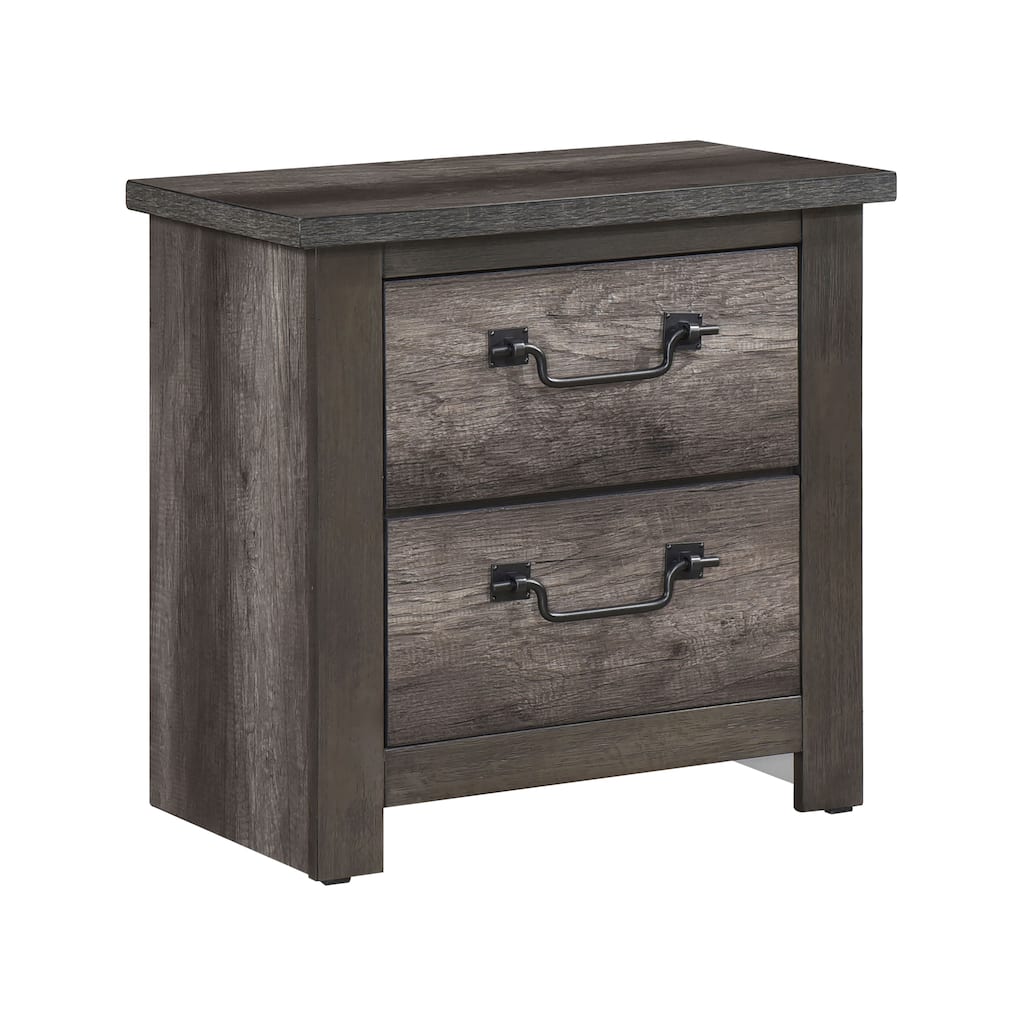Traditional 2-Drawer Nightstand in Gray Finish with Metal Glides