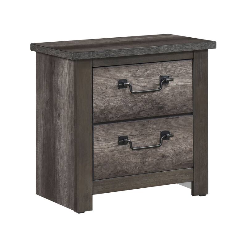 Traditional 2-Drawer Nightstand in Gray Finish with Metal Glides - Gray