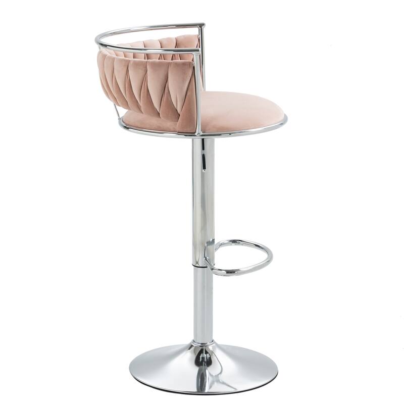 Modern Velvet Adjustable Swivel Bar Stools Set of 2