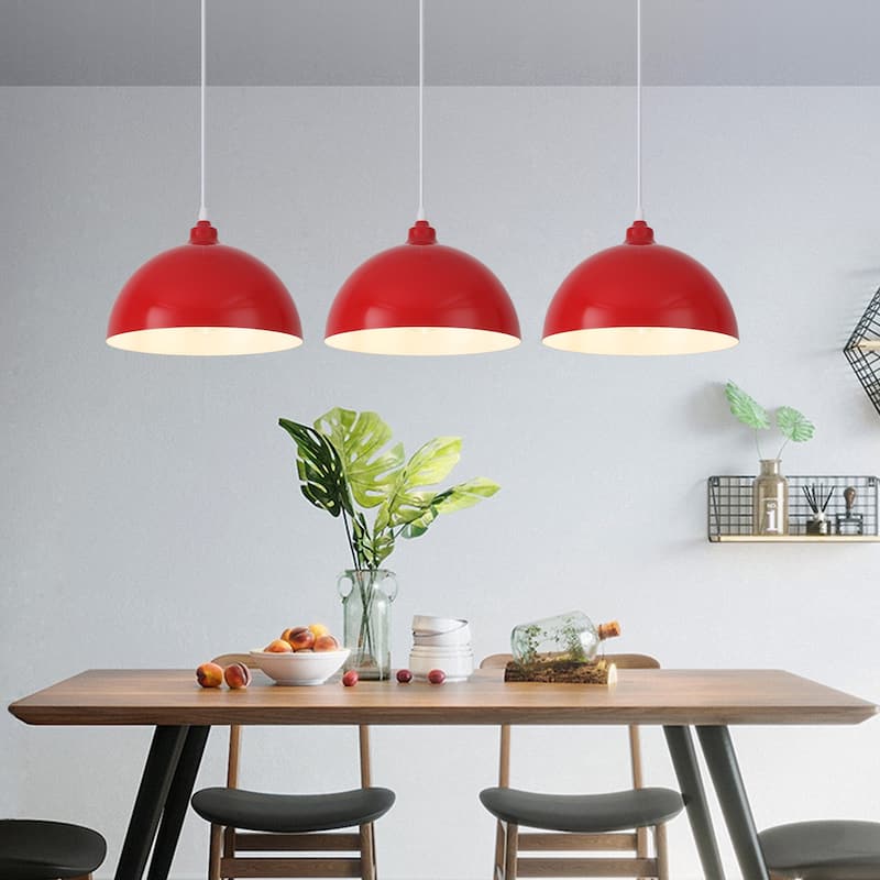 1 - Light 11.8" W Single Dome Pendant for Kitchen Island Dining Room (Set of 3) - W 11.81 in