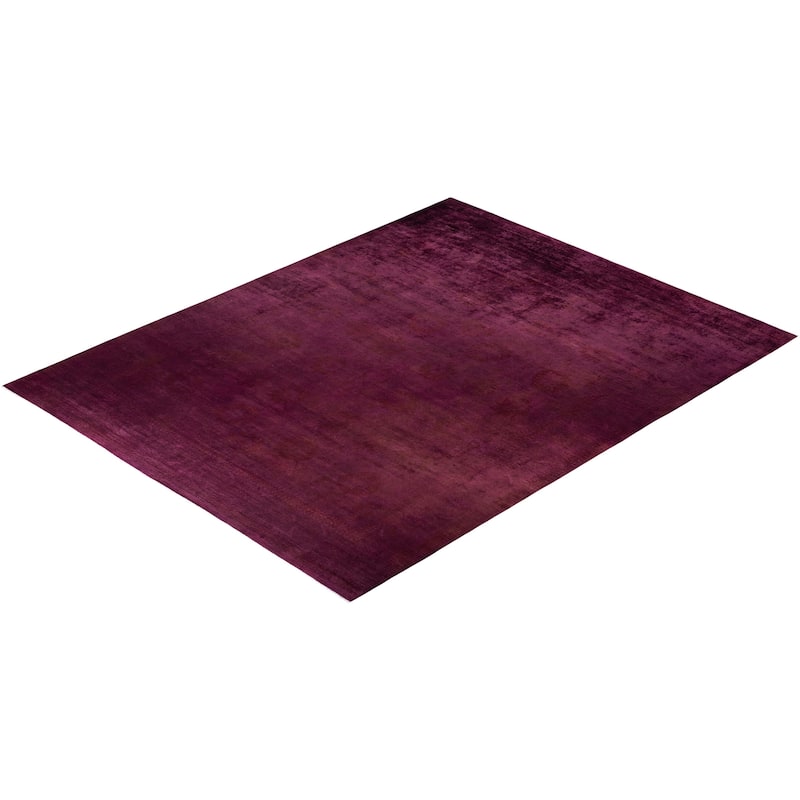 Overton Hand Knotted Wool Vintage Inspired Modern Contemporary Overdyed Red Area Rug - 12' 0" x 14' 10"