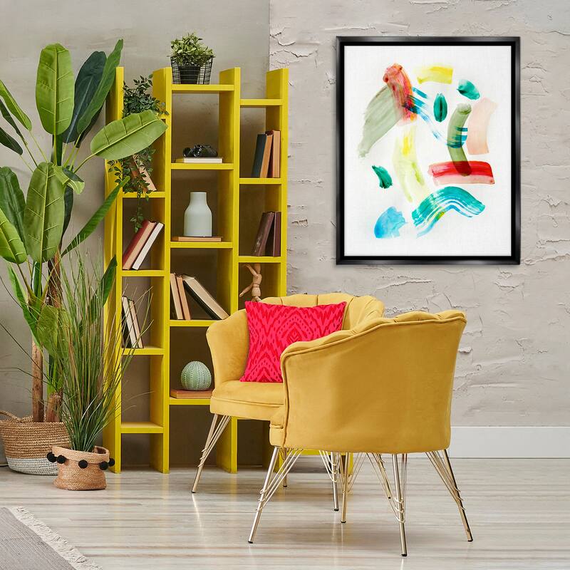 Stupell Modern Curved Brush Strokes Framed Floater Canvas Wall Art Design By Gemma Bardot