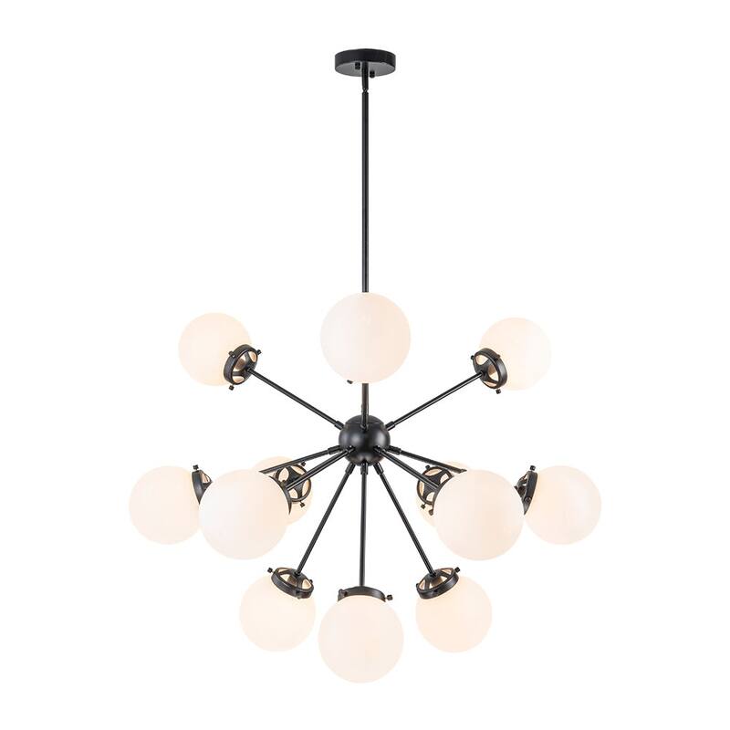 Glam 12-Light Frosted Glass Bubble Round Sputnik Chandelier 34in