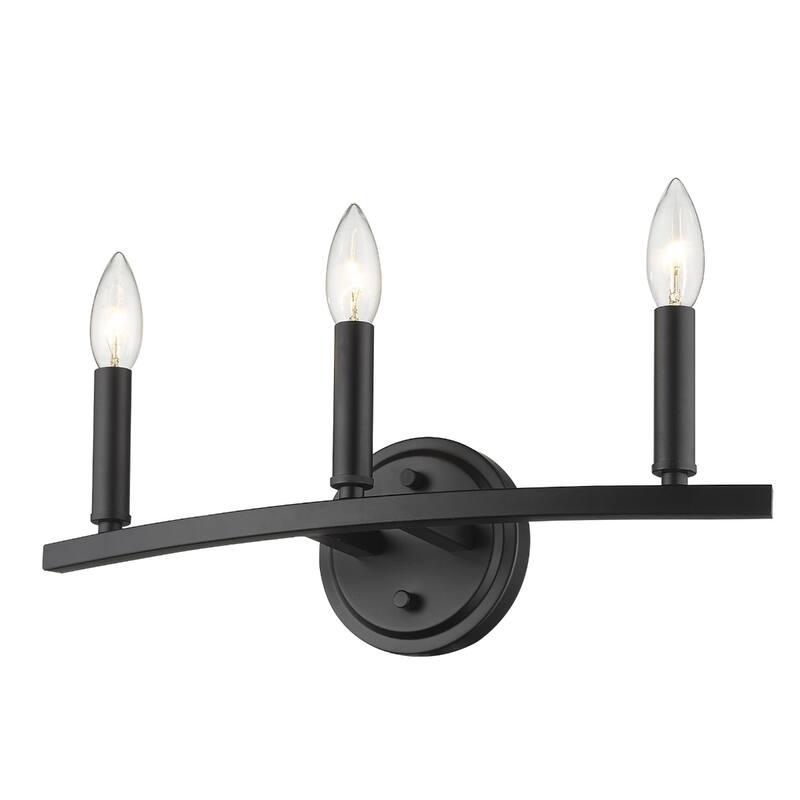 3-Light Bathroom Vanity Wall Light in Matte Black with Dimmable Hardwired Fixture and E12 Compatible - 6.63" H x 18" W x 4" D