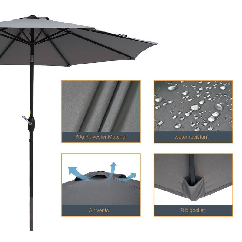 LIVOOSUN 9ft Patio Umbrella Outdoor Table Umbrella with Tilt and Crank