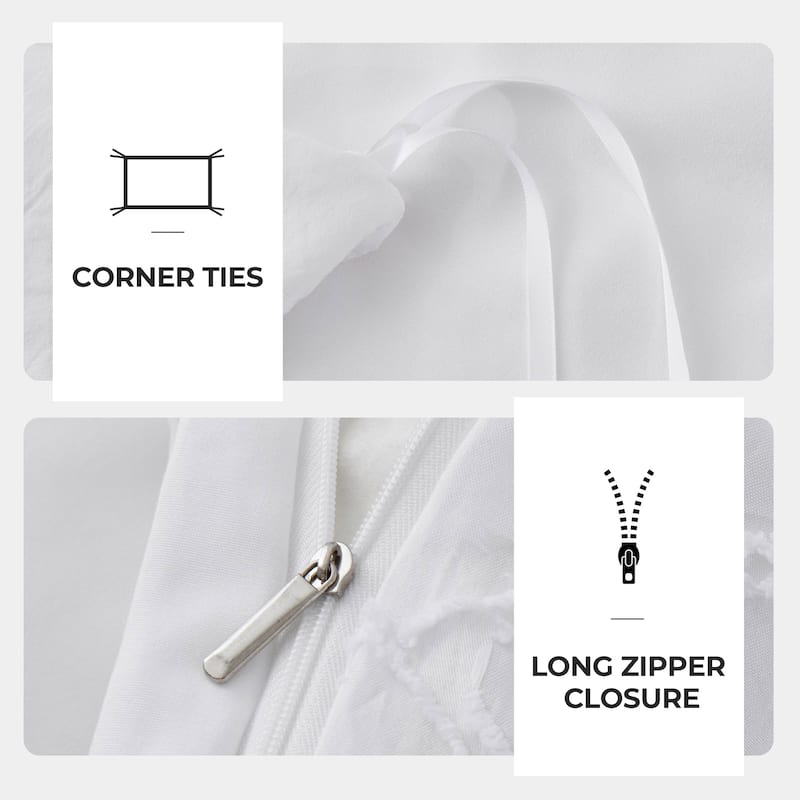 Bohemian Clipped Duvet Cover Set with Zipper Closure