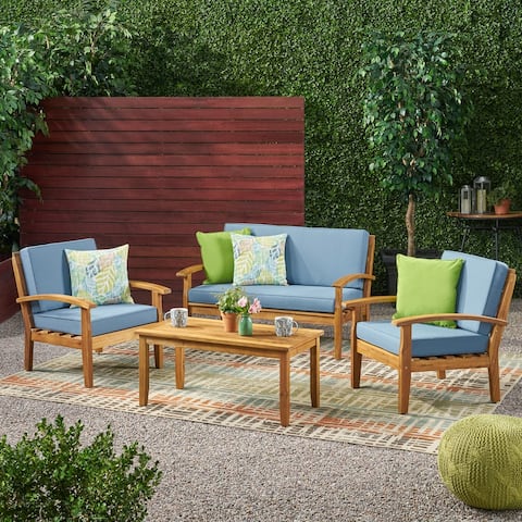 Peyton 4-piece Outdoor Wooden Chat Set by Christopher Knight Home