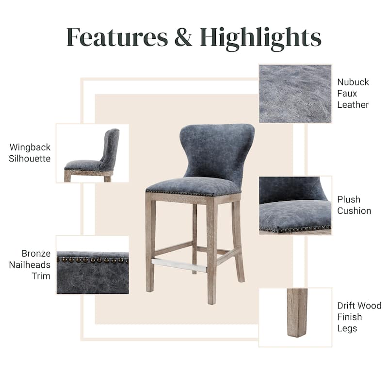 NPD Furniture Dorsey Brown and Grey Nubuck Counter Stool