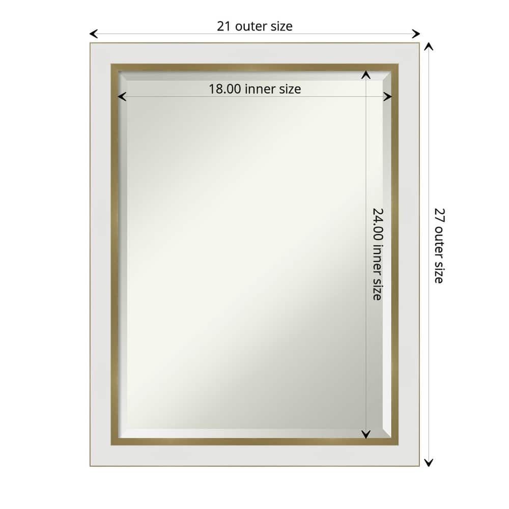 Beveled Bathroom Wall Mirror - Eva White Gold Narrow Frame