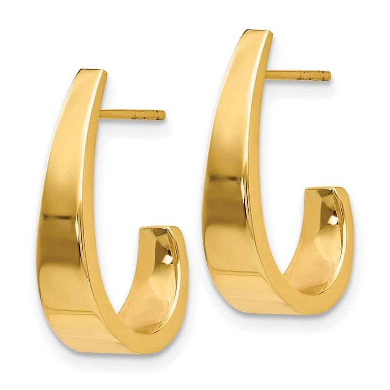 Curata 14k Yellow Gold Medium Polished J Hoop Earrings 19x5mm