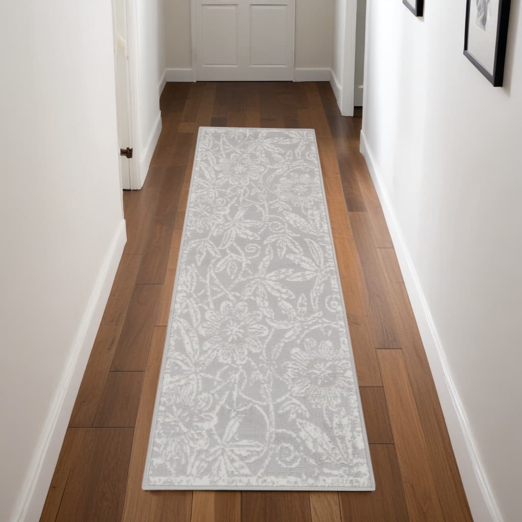 Jotis Power Loomed Distressed Abstract Floral Traditional Non Skid Stain Resistant Area Rug By HomeRoots - 96' X '24' X '0.39