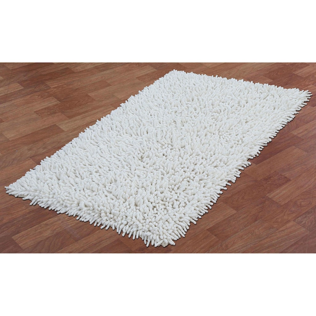 White Shagadelic Chenille Twist Rug