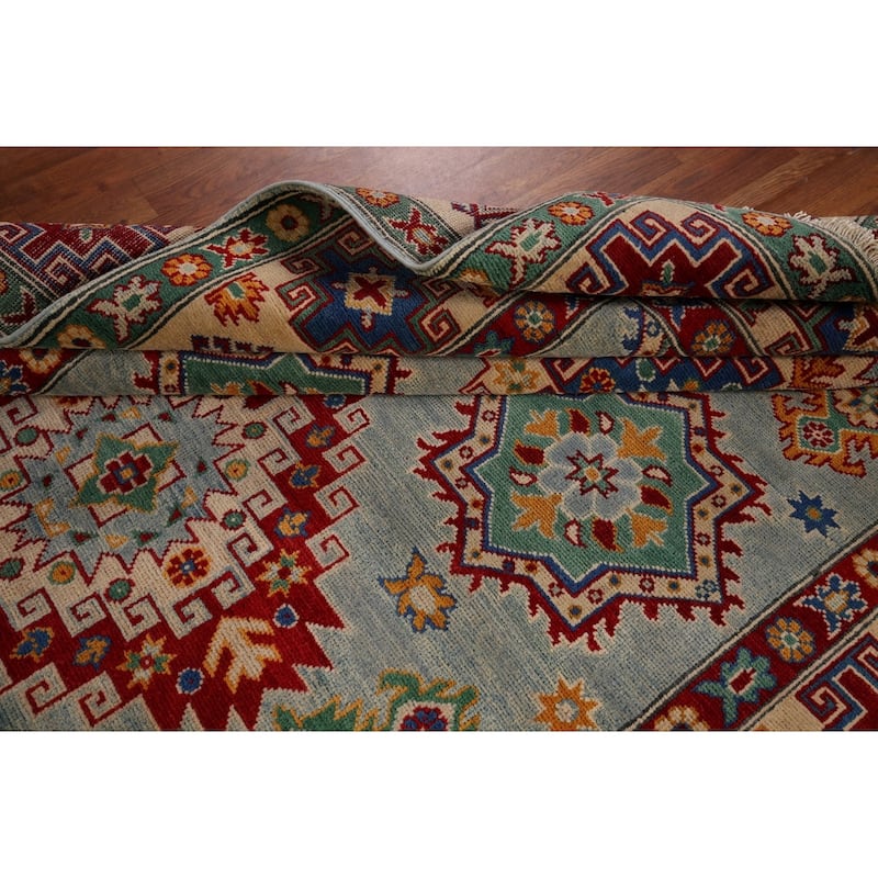 Geometric Kazak Rug Hand-Knotted Wool Carpet - 5'8" x 9'5"