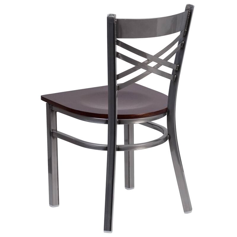 2 Pack Clear Coated ''X'' Back Metal Restaurant Chair - 16.5"W x 17"D x 32.25"H