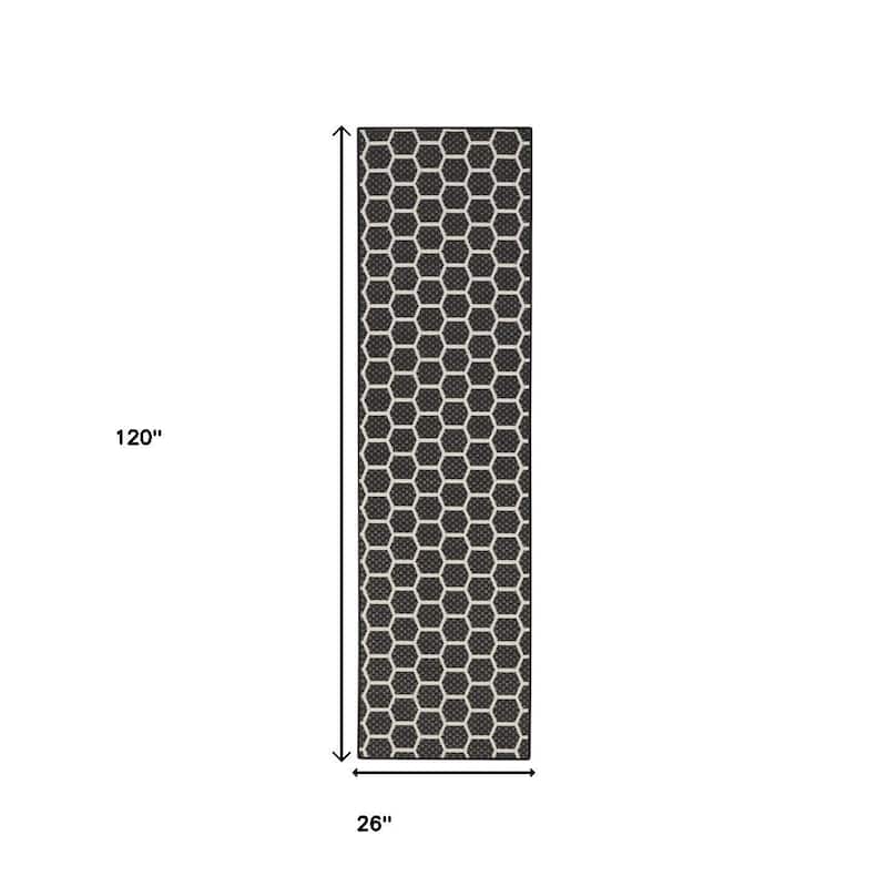 HomeRoots Geometric Modern Runner Outdoor Rug - 10' Runner