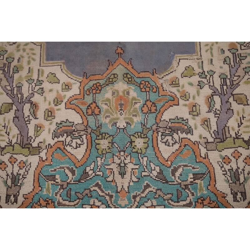 Geometric Tabriz Vintage Persian Area Rug Hand-Knotted Wool Carpet - 6'5" x 9'7"