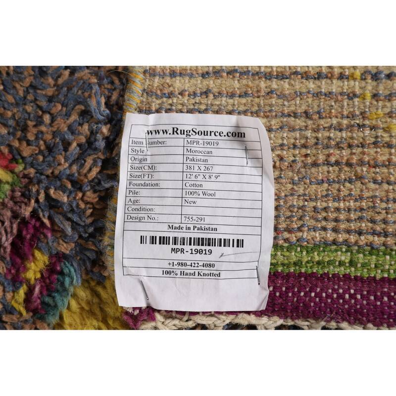 Moroccan Oriental Area Rug Hand-Knotted Wool Carpet - 8'9" x 12'6"