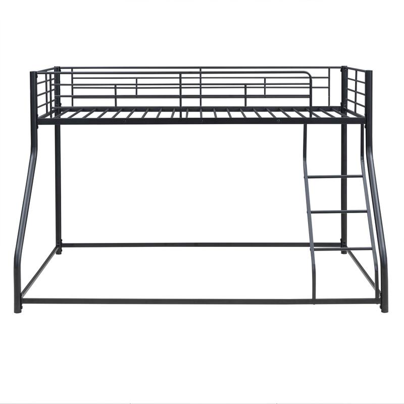 Twin XL over Queen Metal Bunk Bed, Black, Space-Saving Design
