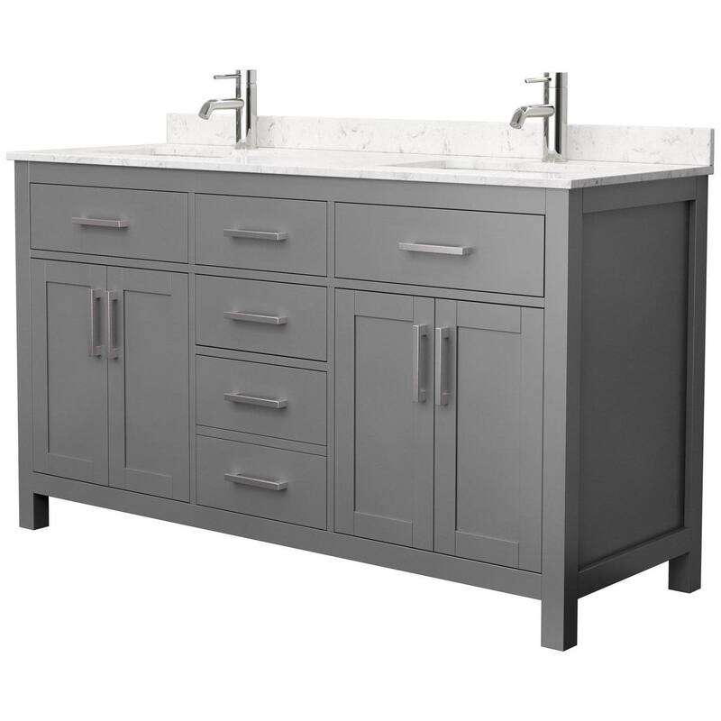 Wyndham Collection WCG242460DCCUNSMXX Beckett 60" Free Standing Double - Dark Gray / Carrara Cultured Marble Top / Brushed - Steel Finish