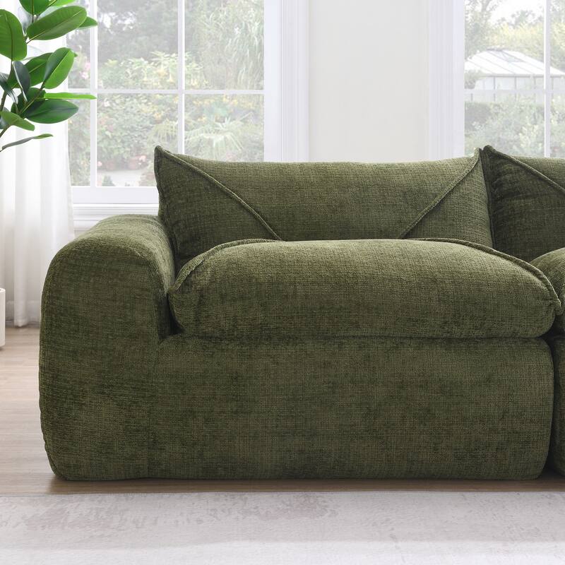 116" Chenille Fully Compressed Sectional Sofa with High-Density Foam, and 6-Seater Modular Cloud Couch